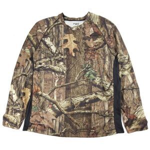 NEW Mossy Oak Crew Neck Mesh‎ Long Sleeve Camo Hunting Shirt Mens Large Brown